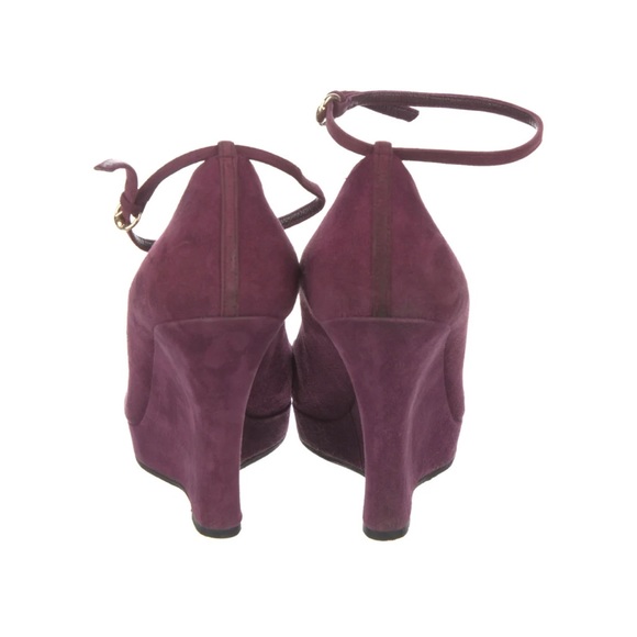 GUCCI Suede Pump Sz 9.5 Purple Bottoms Resoled 4.5 In Heel .5 In Platform Womens - Picture 3 of 13